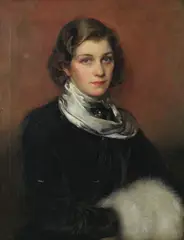 Charles Buchel, Portrait of a lady in a fur muff, oil on canvas