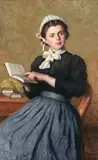 Jacques-Eugène Feyen, La lecture interrompue, oil on board