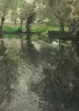 Study of a pond by Alfred Munnings, oil on board, sold Mar 2019