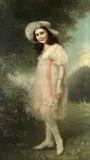 Géza Polgáry, Full length portrait of a girl in a garden, oil on canvas