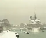 Pierre de Clausade, Neige sur la cité, Paris, oil on canvas
