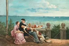 August Knoop, A sailor and his family, oil on canvas