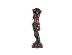 Victor Rousseau, patinated bronze figure of a slave girl, patinated bronze