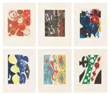 Ernst Wilhelm Nay, Sechs Aquatinten, 1965, Original-Leinenmappe mit 6 Farbaquatinten auf Arches-Velin und einem Titelblatt