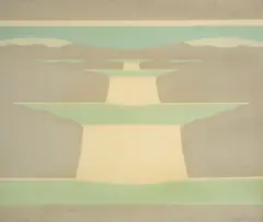 Bernd Koberling, Schwedisch Lappland - Wasserfälle“. vor 1968, Acryl auf Nessel, mit Kunststofffolie überspannt
