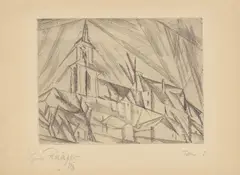 Lyonel Feininger, Teltow, 1, 1914, Zinkätzung auf imitiertem cremefarbenem Bütten