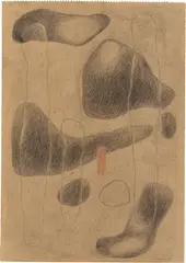 Willi Baumeister, Formen schwebend, 1938, Bleistift und Farbstift auf Papier (aus einem Skizzenbuch)