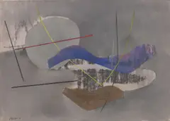 Fritz Winter, Kühl, 1950, Öl auf Papier, auf Hartfaserplatte aufgezogen