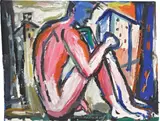 Helmut Middendorf, Sittin‘ and thinking, 1983, Dispersion auf Papier
