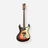 The Ventures Model Solidbody Electric Guitar, 1964 by Mosrite of California, Bound body, bolt-on maple neck with large headstock logo, topjack, Vibramute vibrato, spun knobs, sold Jun 2026