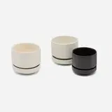 Richard Lindh, Planters with saucers from the SN series, set of three, glazed stoneware
