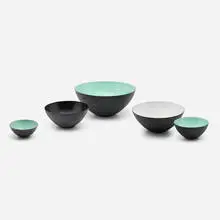 Herbert Krenchel, Krenit bowls, set of five, 1956, enameled steel