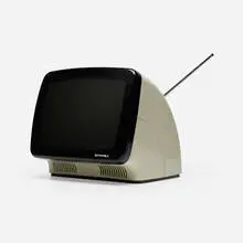 Rodolfo Bonetto, Linea 1 television, 1969, plastic, glass, chrome-plated brass
