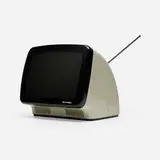 Rodolfo Bonetto, Linea 1 television, 1969, plastic, glass, chrome-plated brass