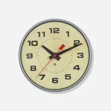 Simplex, Wall clock, model 2310, c. 1965, enameled steel, glass