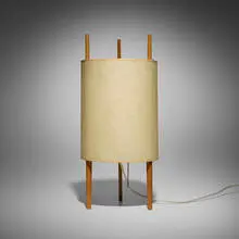 Isamu Noguchi, Table lamp, 1947, paper shade, cherry