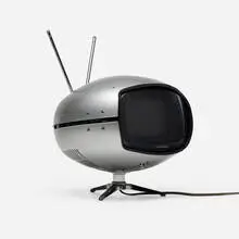 Panasonic, Orbitel television, model TR-005, c. 1970, plastic, chrome-plated brass, glass