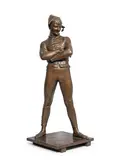 René de Saint-Marceaux, late 19th century patinated bronze figure of a harlequin, patinated bronze