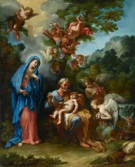 Giovanni Odazzi, The rest on the flight into Egypt, oil on canvas