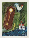 Marc Chagall, L'horloge - Le pendule, 1956, Farbaquatinta und Radierung auf Rives-Velin