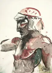 Krieger by Markus Lüpertz, Um 1985, Aquarell und Graphit auf Papier, sold Nov 2008
