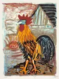 Otto Dix, Hahn (vor der Scheune), 1968, Farblithographie auf Velin