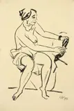 Max Pechstein, Sitzender Akt, 1917, Tuschpinsel auf Japanbütten
