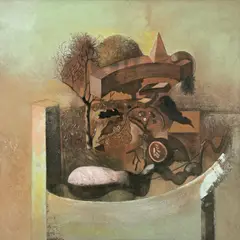 Jardín a Berlín by Jorge Castillo, 1971, Öl und Kohle auf Leinwand, sold Nov 2008
