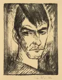 Otto Mueller, Selbstbildnis nach rechts (2), 1921, Lithographie auf dünnem Simili-Japan (Wasserzeichen: Cirrus M-K-Papier)