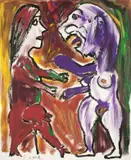 Deutsch-Russische Verwandlung by A. R. Penck, 1990, Acryl und Serigraphie auf Leinwand, sold Jun 2009