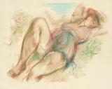 In the Dunes, Cape Cod by George Grosz, 1942, Farbkreide auf schwerem, leicht genarbtem Papier, sold Jun 2009