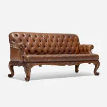 Victorian, Chesterfield sofa, c. 1890, leather, walnut