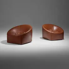Gordon Guillaumier, Capri lounge chairs, pair, 2006, leather, plastic