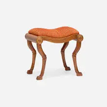 Neoclassical Style, Claw-footed stool, upholstery, walnut