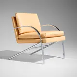 Paul Tuttle, Lounge chair, c. 1975, leather, chrome-plated steel