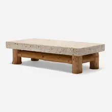 Michael Taylor, Coffee table, c. 1970, limestone, pine