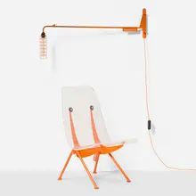 Virgil Abloh, Antony Chair and Petite Potence wall lamp, 2019, powder-coated steel, acrylic
