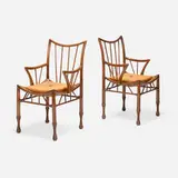 Liberty & attribution Co., Thebes chairs, pair, c. 1910, leather, beech