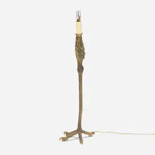 P.E. Guerin, Ostrich Leg floor lamp, brass