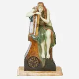 E. Jell, Figural Mantel Clock, Goldscheider