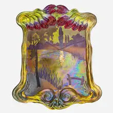 Zsolnay, Rare Large Plaque W/ Tulips And Snails, Hungary