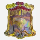 Zsolnay, Rare Large Plaque W/ Tulips And Snails, Hungary