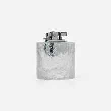 Modern, Table lighter, c. 1965, textured glass, chrome-plated metal