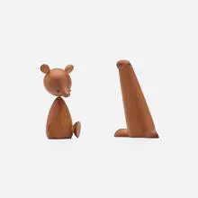 Sensukai, Bear and sea lion from the Royal Pet series, c. 1965, teak, enameled metal