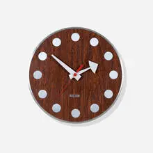 Arthur Umanoff, Meridian wall clock, model 7564, c. 1950, Aluminum, rosewood
