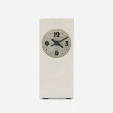 Christon Associates, Table clock, c. 1975, enameled steel, glass