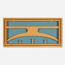 Wall-mounted valet by Adam Hoff and Poul Østergaard, c. 1960, oak, lacquered Masonite, leather, sold Jul 2026