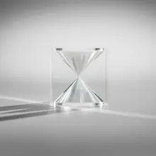 Hourglass by Tapio Wirkkala, c. 1965, acrylic, sold Jul 2026