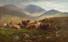 Highland cattle by John Falconer Slater, oil on canvas, sold Nov 2018