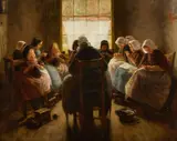 Wally, A knitting circle, oil on canvas